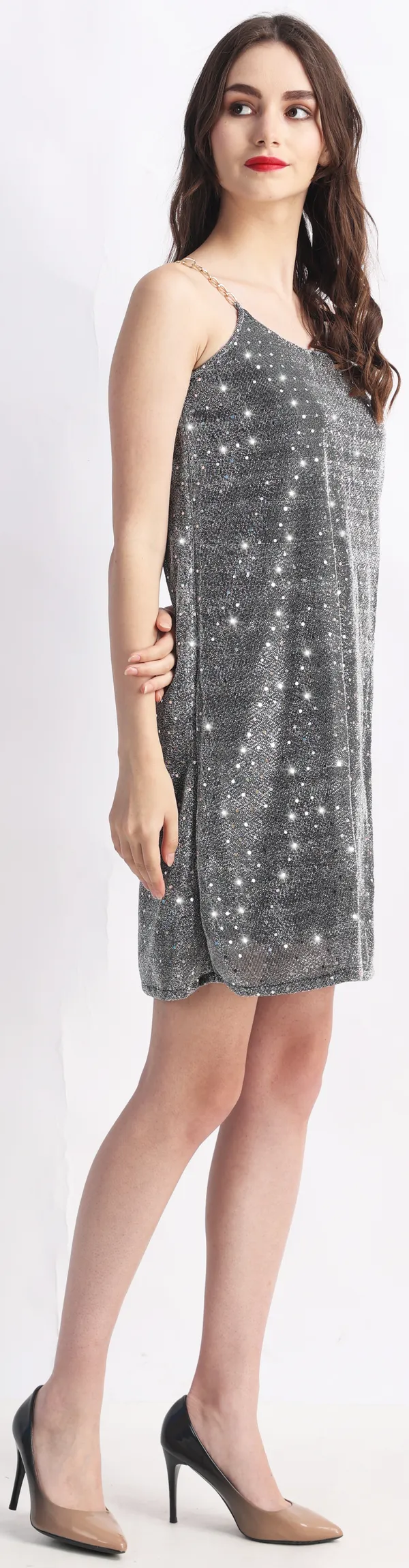 Grey_Lurex_Net_Embellished_Sleeveless_A-Line_Mid_Thigh_Dress_For_Women