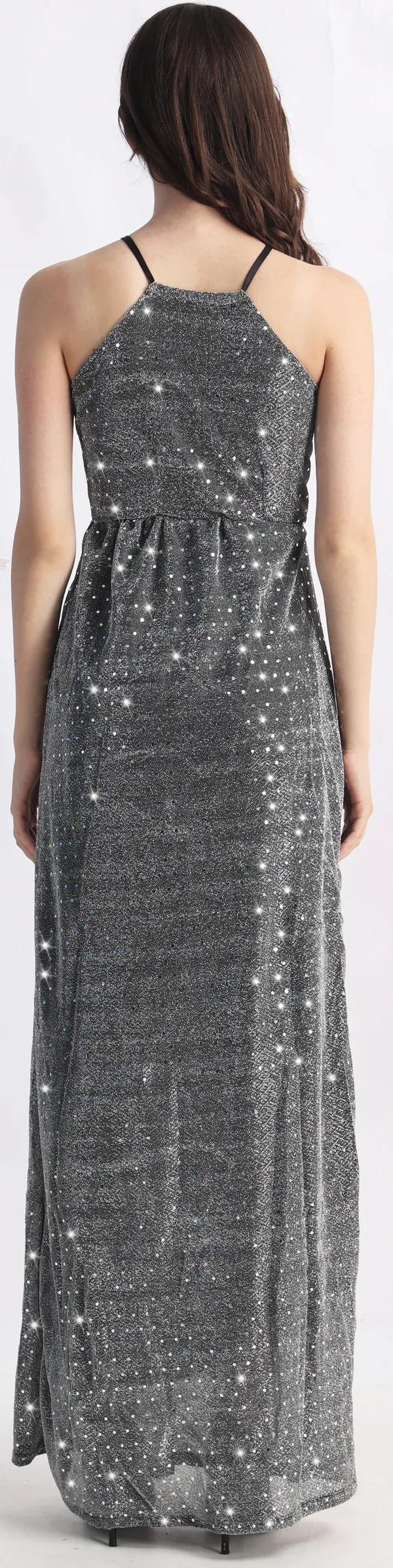 Grey_Lurex_Net_Sleeveless_Gown_Maxi/Full_Length_Dress_For_Women