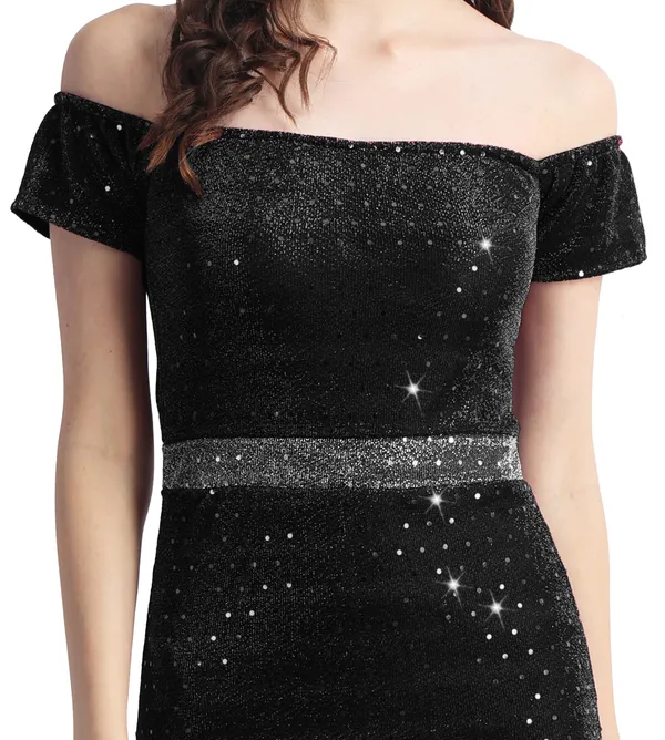 Black_Lurex_Net_Sleeveless_Gown_Maxi/Full_Length_Dress_For_Women