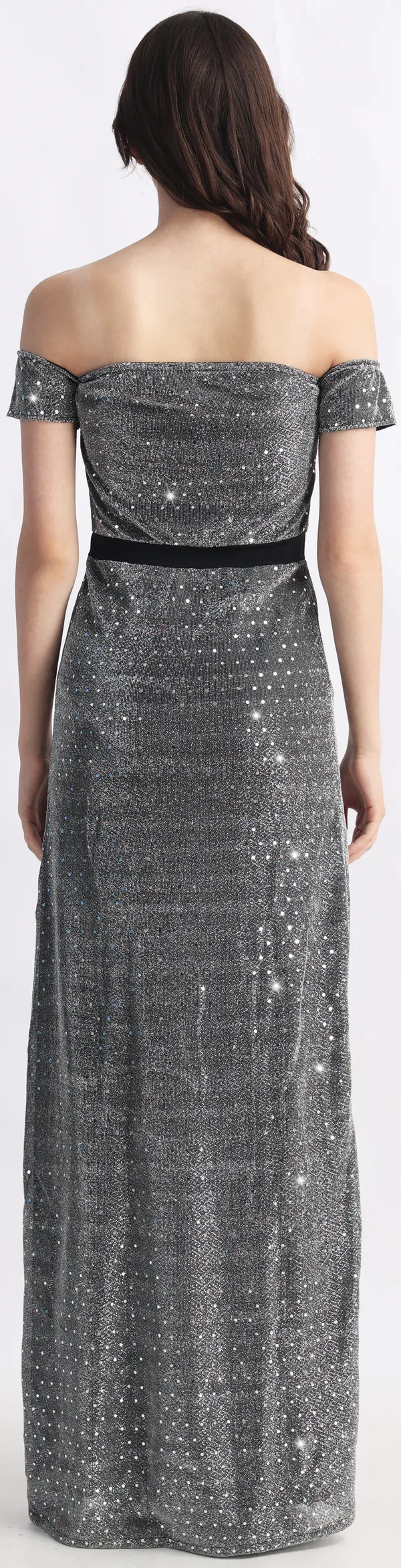Grey_Lurex_Net_Sleeveless_Gown_Maxi/Full_Length_Dress_For_Women