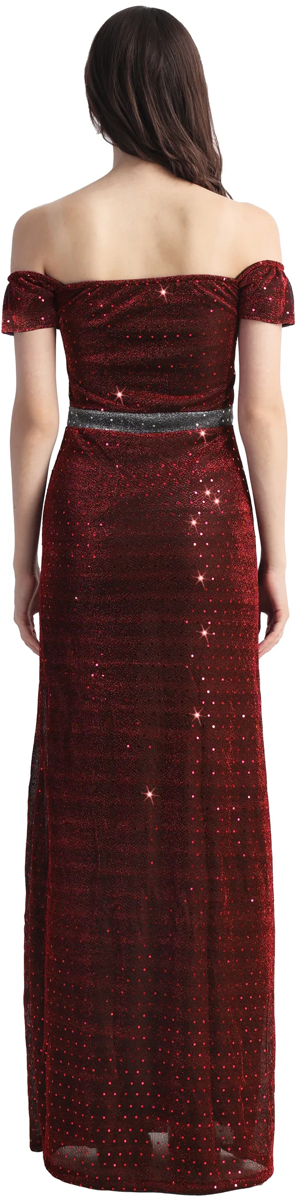 Maroon_Lurex_Net_Sleeveless_Gown_Maxi/Full_Length_Dress_For_Women