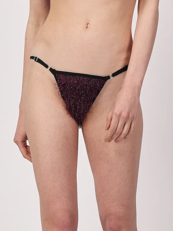 Maroon_Lurex_Fur_Mid_Rise_Fur_G-String_Panty_For_Women