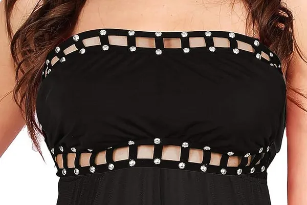 Black_Sheer_Net_Sleeveless_Embellished_Babydoll_Nightwear_For_Women
