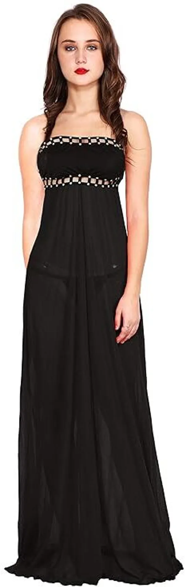 Black_Sheer_Net_Sleeveless_Embellished_Babydoll_Nightwear_For_Women