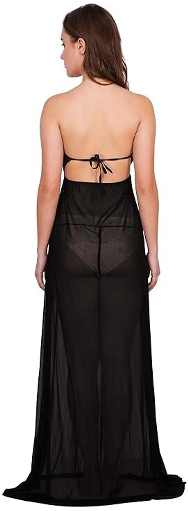 Black_Sheer_Net_Sleeveless_Embellished_Babydoll_Nightwear_For_Women