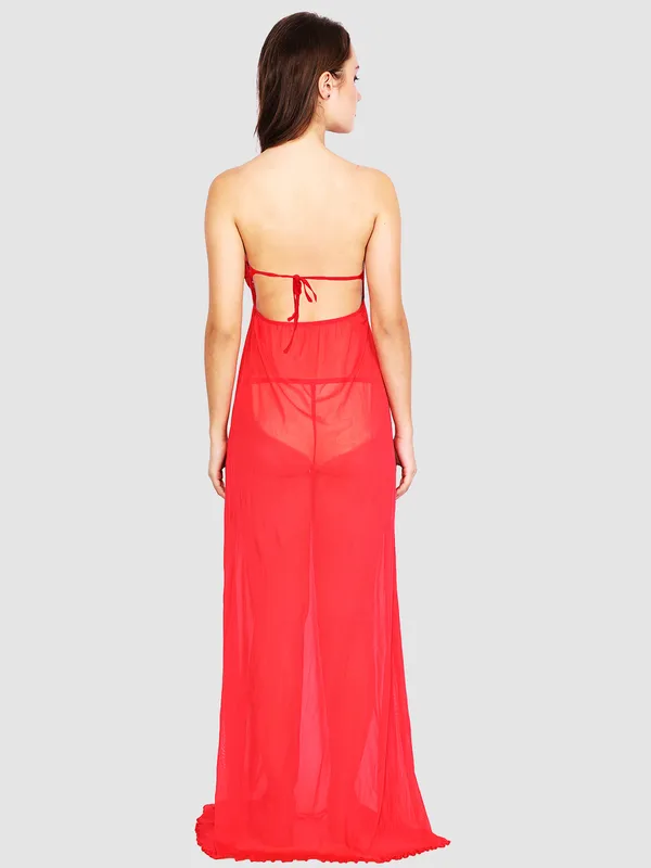 Red_Sheer_Net_Sleeveless_Floral_Babydoll_Nightwear_For_Women