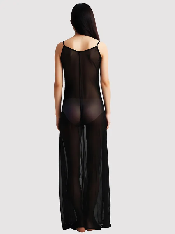 Black_Sheer_Net_Sleeveless_Embellished_Babydoll_Nightwear_For_Women