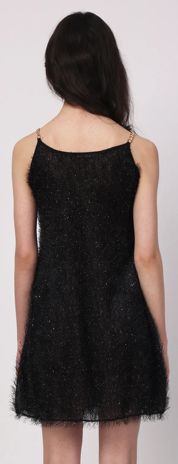 Black_Sheer_Fur_Sleeveless_Lurex_Babydoll_Nightwear_For_Women