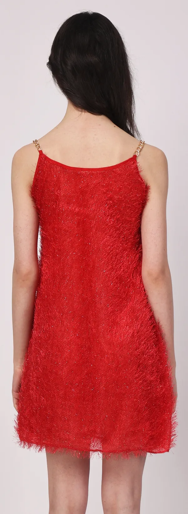 Red_Sheer_Fur_Sleeveless_Lurex_Babydoll_Nightwear_For_Women