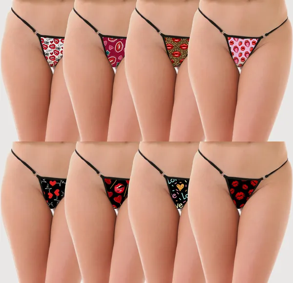 Multicolor_Poly_Blended_Mid_Rise_Printed_G-String_Panty_For_Women_(Pack_Of_8)