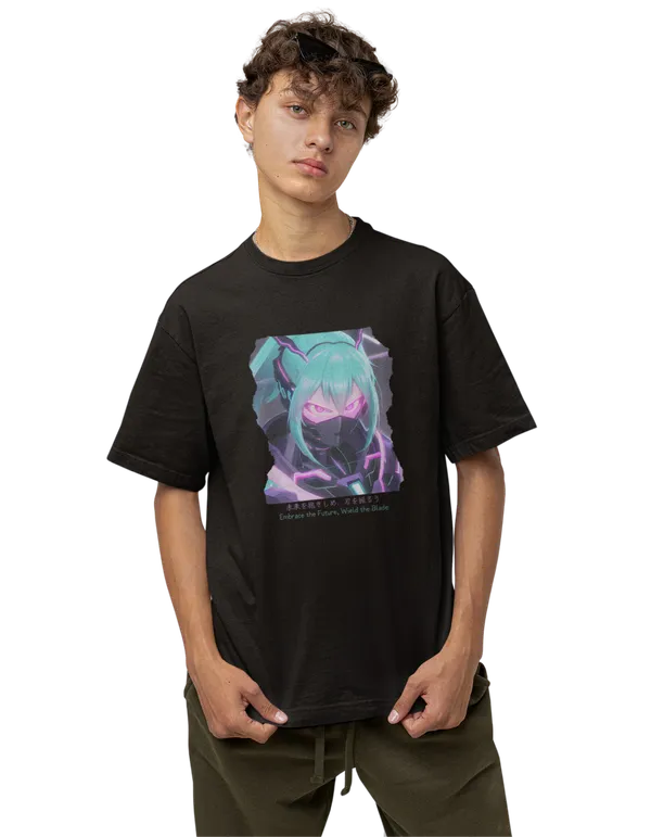 Anime_Unisex_Black_Printed_Blended_Cotton_Oversized_T-shirt