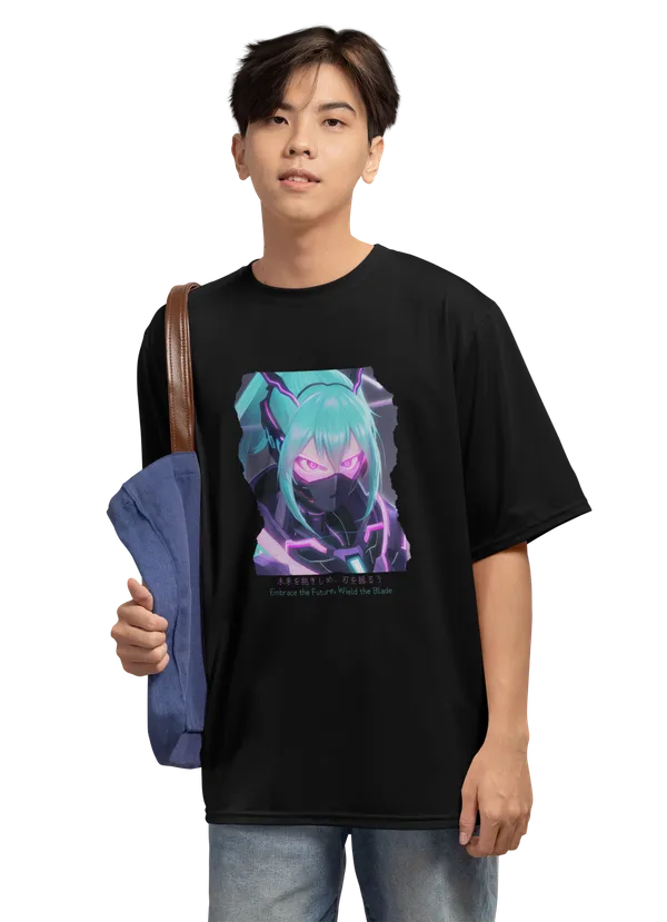 Anime_Unisex_Black_Printed_Blended_Cotton_Oversized_T-shirt