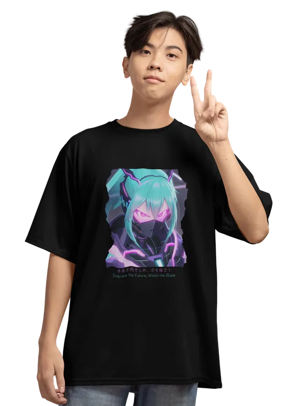 Anime_Unisex_Black_Printed_Blended_Cotton_Oversized_T-shirt