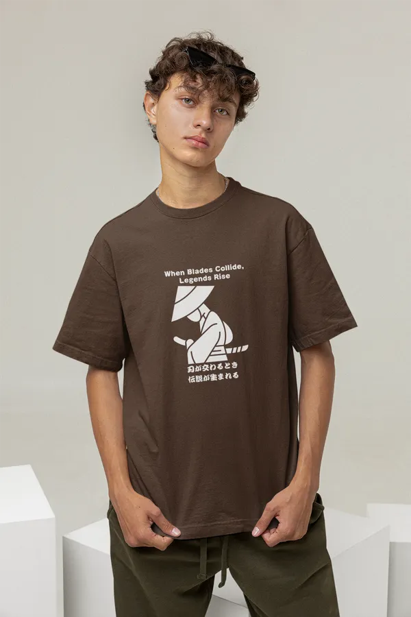 Anime_Unisex_Dark_Brown_Printed_Blended_Cotton_T-shirt