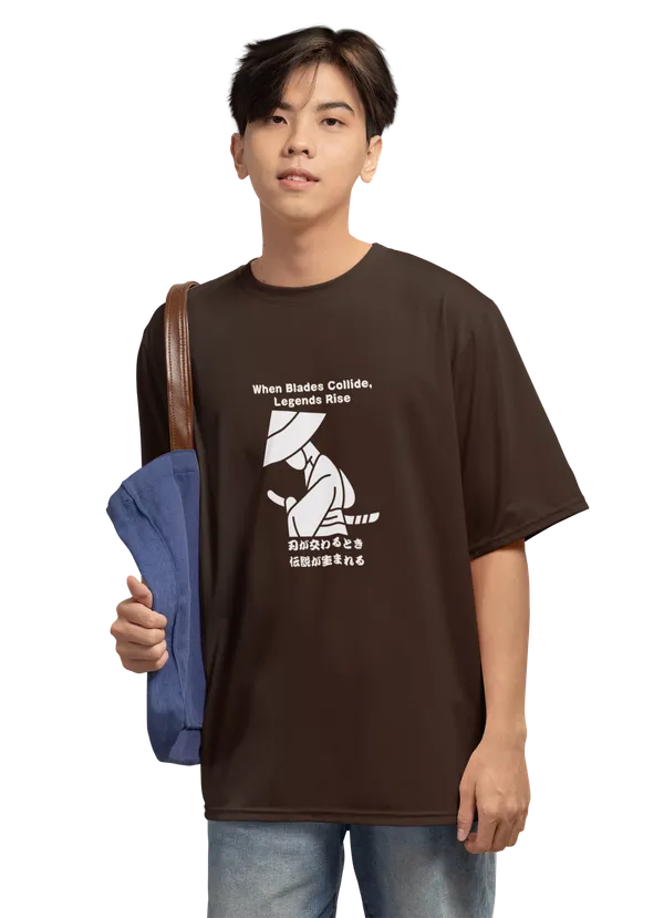 Anime_Unisex_Dark_Brown_Printed_Blended_Cotton_T-shirt