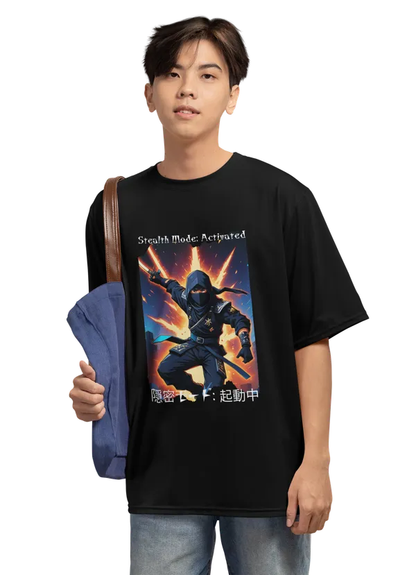 Anime_Unisex_Black_Printed_Blended_Cotton_Oversized_T-shirt
