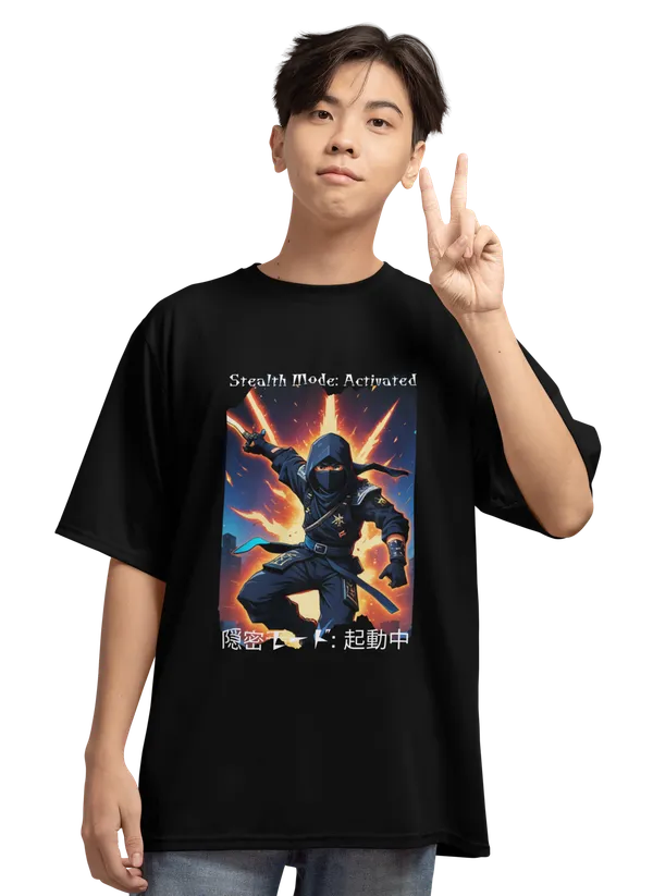 Anime_Unisex_Black_Printed_Blended_Cotton_Oversized_T-shirt