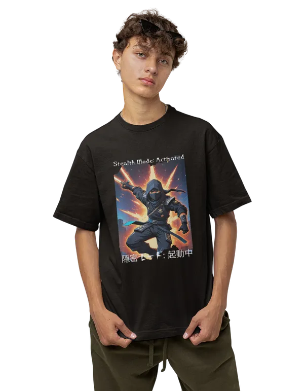Anime_Unisex_Black_Printed_Blended_Cotton_Oversized_T-shirt