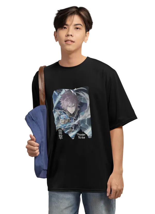 Anime_Unisex_Black_Printed_Blended_Cotton_Oversized_T-Shirt