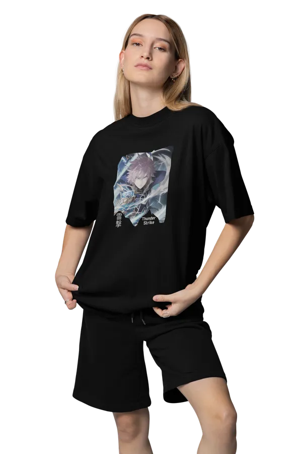 Anime_Unisex_Black_Printed_Blended_Cotton_Oversized_T-Shirt