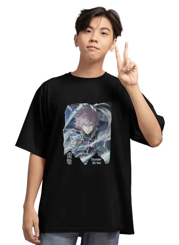 Anime_Unisex_Black_Printed_Blended_Cotton_Oversized_T-Shirt
