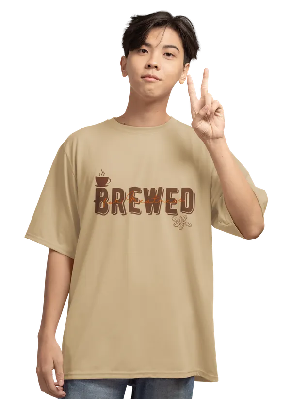 Unisex_Beige_Printed_Mixed_Cotton_Oversized_T-shirt