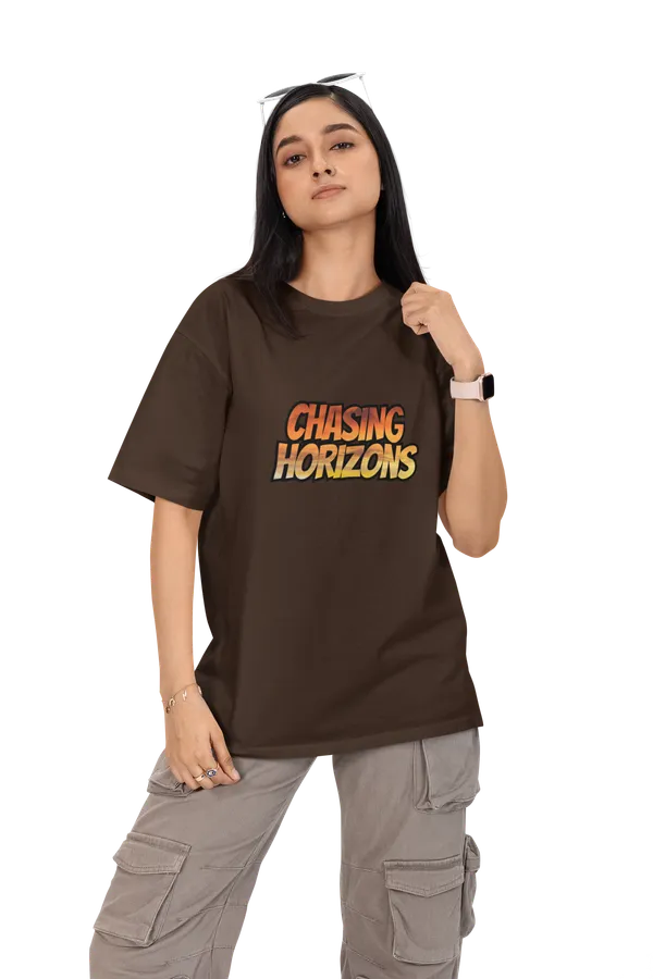Unisex_Dark_Brown_Printed_Mixed_Cotton_Oversized_T-shirt