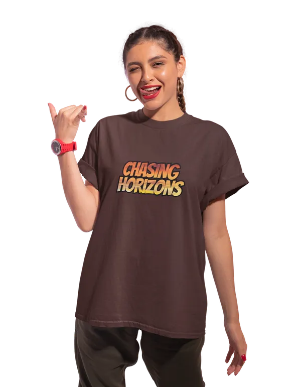 Unisex_Dark_Brown_Printed_Mixed_Cotton_Oversized_T-shirt