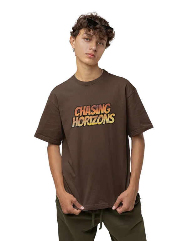 Unisex_Dark_Brown_Printed_Mixed_Cotton_Oversized_T-shirt