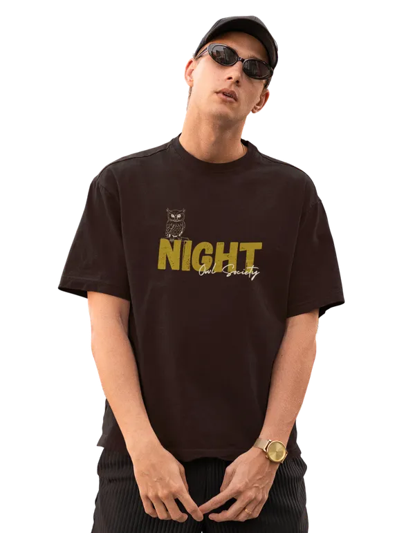Unisex_Brown_Cotton_Printed_Oversized_T-shirt