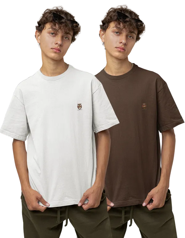Pack_Of_2_Unisex_Oversized_T-Shirts_(White_/_Dark_Brown)