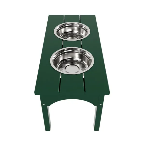 Dark_Green_Double_Elevated_Feeder_Wooden_Large_Dog_Food_Dinner_Pet_Stand_Cat_Feeder_Stand