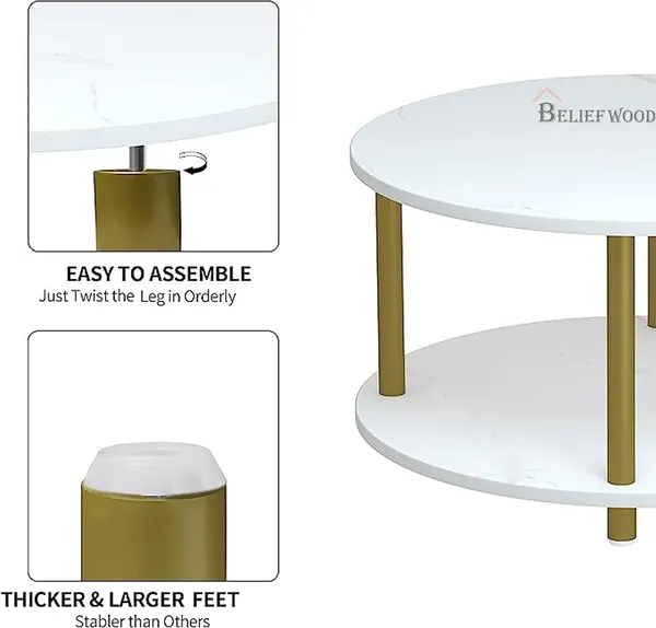 White_Wooden_2_Tier_Coffee_Table_with_Solid_Legs