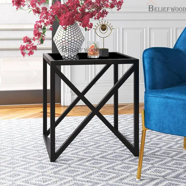 Black_Modern_Iron_Stool_Small_Coffee_Table_Sofa_Side_Table_End_Table