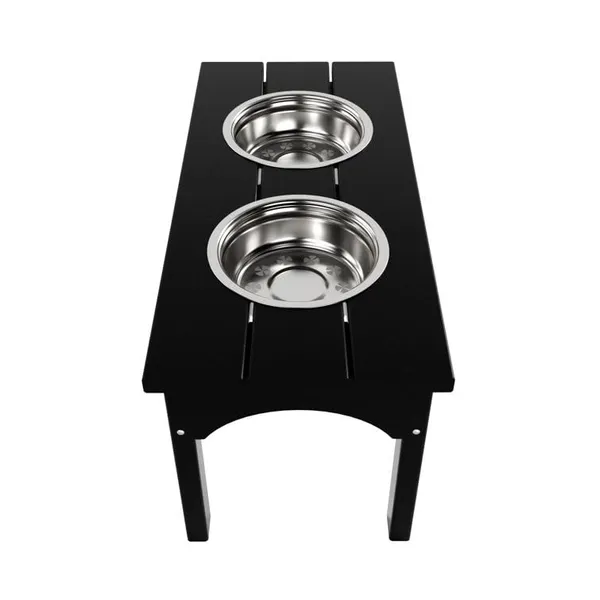 Black_Double_Elevated_Feeder_Wooden_Large_Dog_Food_Dinner_Pet_Stand_Cat_Feeder_Stand