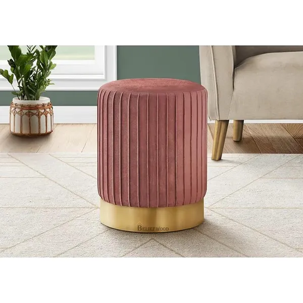 Pink_Modern_Sitting_Stool_with_Iron_Frame_|_Cushion_Puffy_Stool_And_Comfortable_Seat