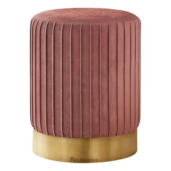 Pink_Modern_Sitting_Stool_with_Iron_Frame_|_Cushion_Puffy_Stool_And_Comfortable_Seat