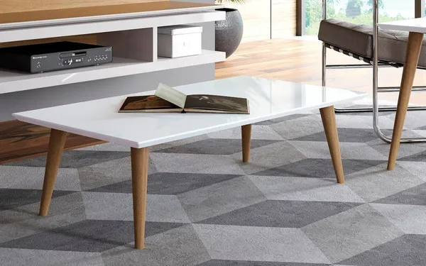 White_Modern_Rectangular_Shape_Coffee_Table_With_Solid_Legs_Nesting_Table_Coffee_Table_Side_Table_End_Table_For_Living_Room