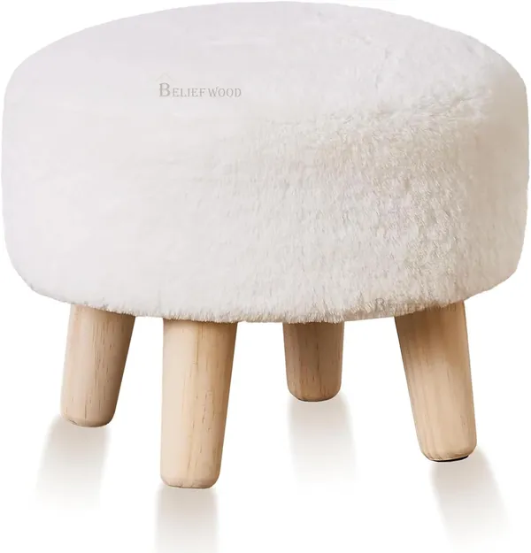 White_Wooden_Round_Small_Sofa_Stool
