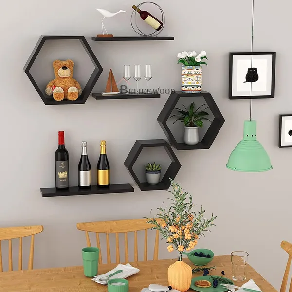 Set_of_6_Black_Wooden_Hexagon_Floating_Wall_Shelves