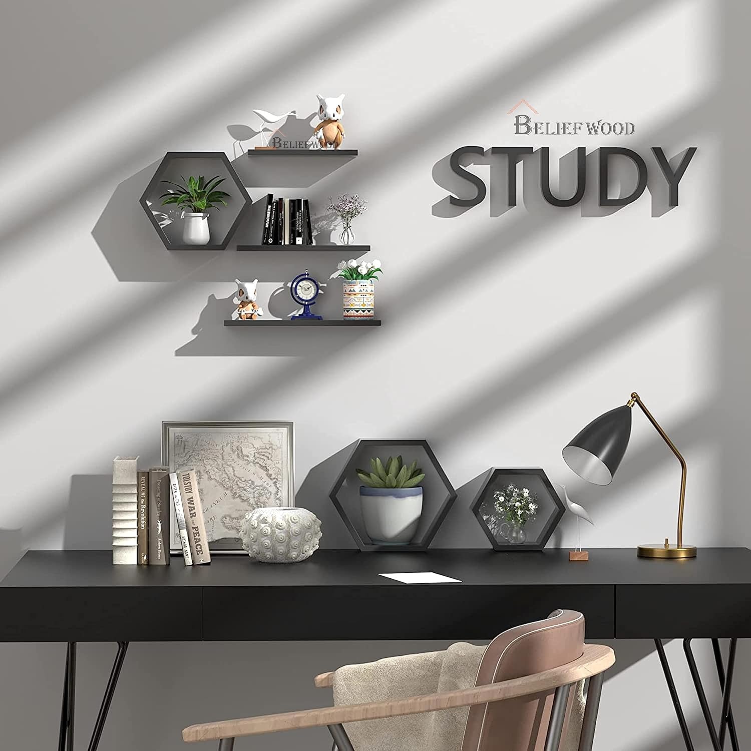 Set_of_6_Black_Wooden_Hexagon_Floating_Wall_Shelves