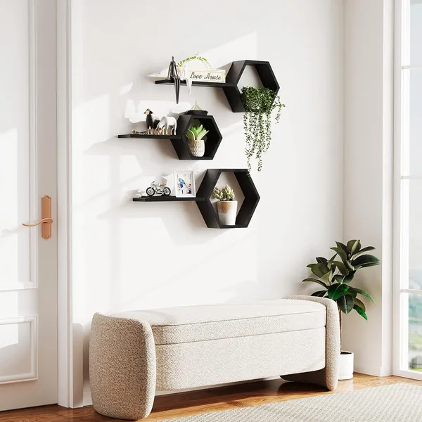 Set_of_6_Black_Wooden_Hexagon_Floating_Wall_Shelves