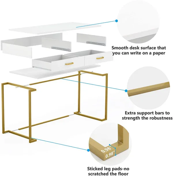 BELIEF_WOOD_Modern_Computer_Desk_with_Drawers_Writing_Desk_Study_Desk_Style_Laptop_Table_for_Office_Home_Console_Table_for_Living_Room_Multipurpose_Table_for_Home_Decor_