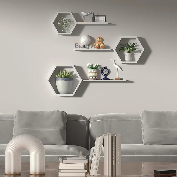 Set_of_6_White_Wooden_Hexagon_Floating_Wall_Shelves