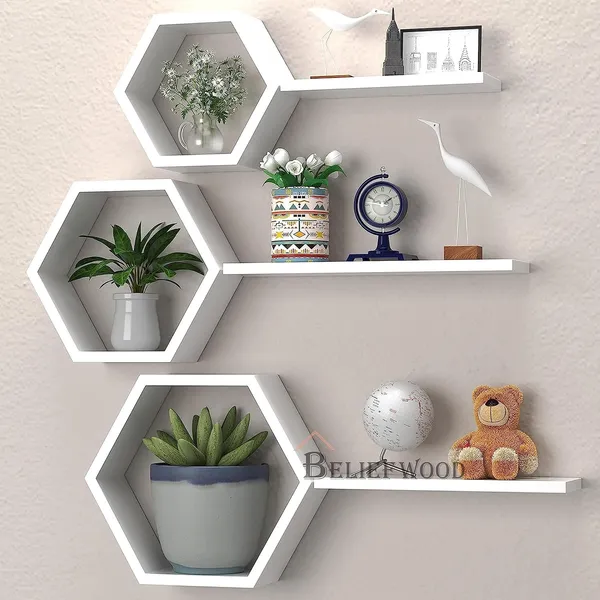 Set_of_6_White_Wooden_Hexagon_Floating_Wall_Shelves