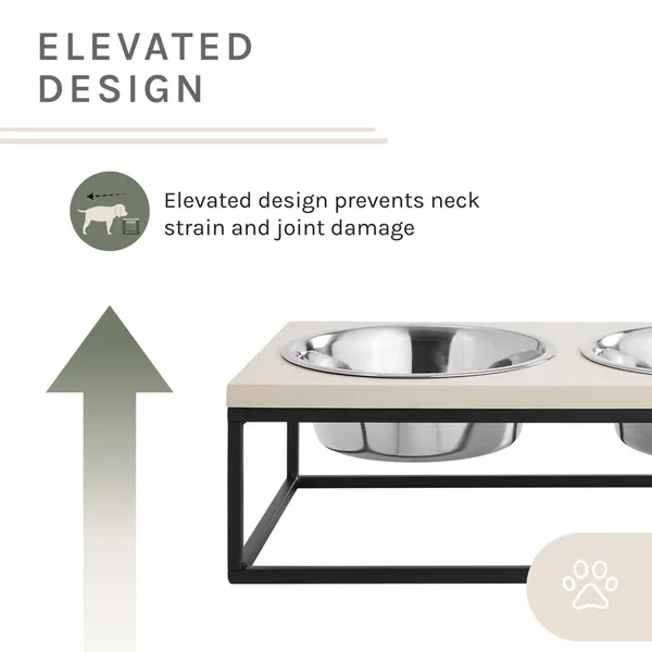 TANSH_CRAFTS_Dog_Bowl_Stand_Elevated_Cat_Food_Bowls_with_2_Stainless_Steel_Bowls_Pet_Bowls_Stand_Feeder_with_Non-Slip_Mat_for_Kitten_or_Puppy_Anti_Vomiting_for_Cat_and_Dog