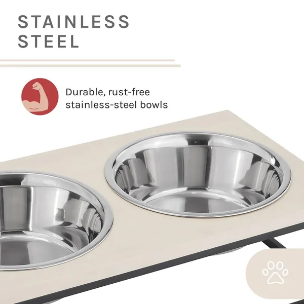 TANSH_CRAFTS_Dog_Bowl_Stand_Elevated_Cat_Food_Bowls_with_2_Stainless_Steel_Bowls_Pet_Bowls_Stand_Feeder_with_Non-Slip_Mat_for_Kitten_or_Puppy_Anti_Vomiting_for_Cat_and_Dog