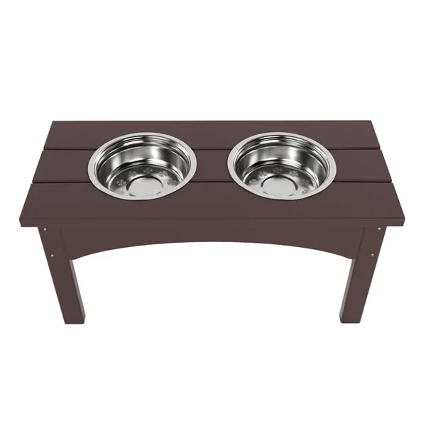 Double_Elevated_Feeder_Wooden_Large_Dog_Food_Dinner_pet_Stand_Cat_Feeder_Stand_with_2_Stainless_Steel_Small_Bowls_&_Wooden_Stand_Made_by_Handmade_(Brown)