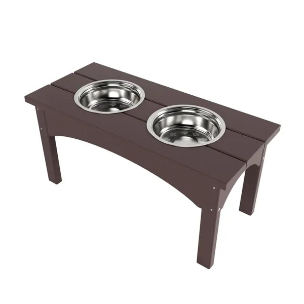 Double_Elevated_Feeder_Wooden_Large_Dog_Food_Dinner_pet_Stand_Cat_Feeder_Stand_with_2_Stainless_Steel_Small_Bowls_&_Wooden_Stand_Made_by_Handmade_(Brown)