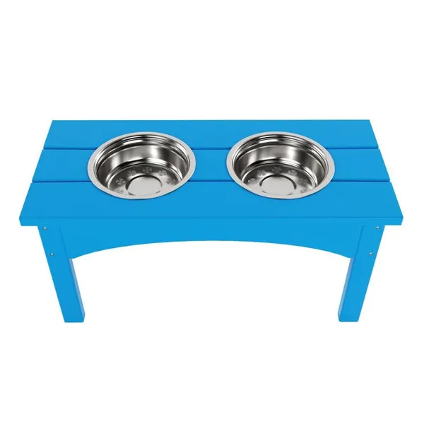 Double_Elevated_Feeder_Wooden_Large_Dog_Food_Dinner_pet_Stand_Cat_Feeder_Stand_with_2_Stainless_Steel_Small_Bowls_&_Wooden_Stand_Made_by_Handmade_(Pacific_Blue)